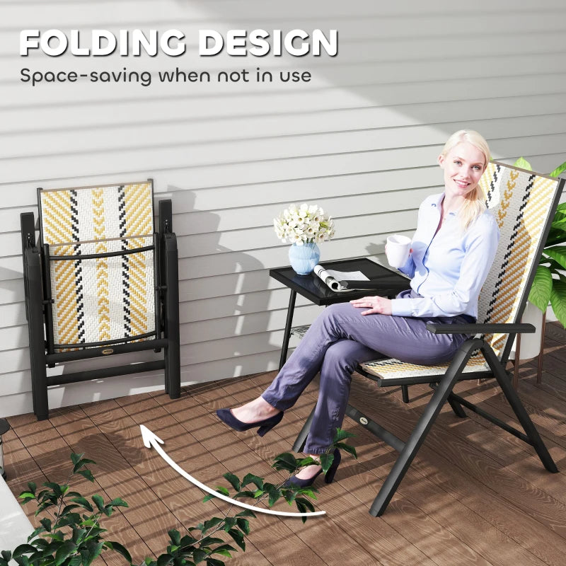 Set of 2 Multicolour Rattan Reclining Garden Chairs - Stylish Outdoor Seating for Relaxation and Comfort