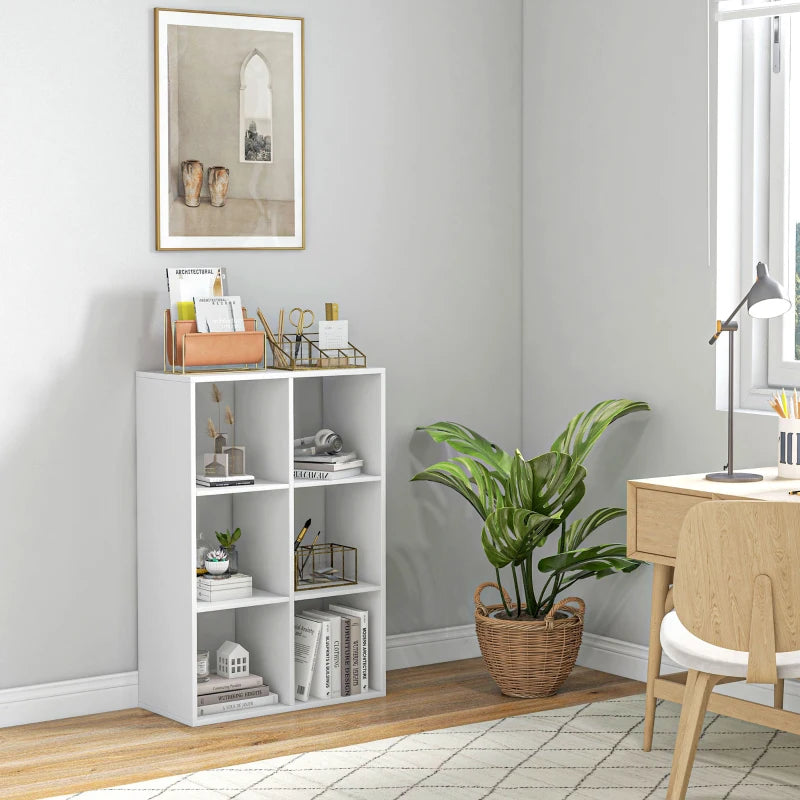 Modern 6-Cube Bookshelf in White - Stylish Storage Solution for Home, Office, or Kids' Room - Versatile Organizer
