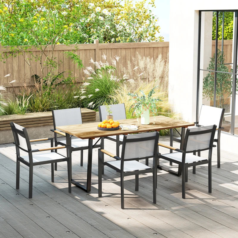 Large Outdoor Dining Table for 6 - 175x80 cm Fir Wood with Parasol Hole, Brown