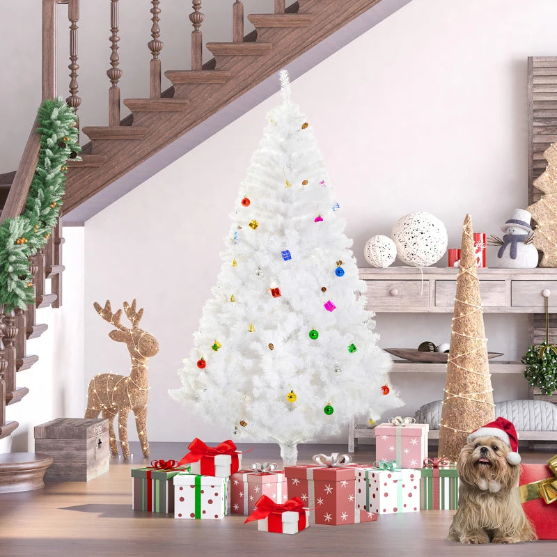 6ft Elegant White Snow Artificial Christmas Tree with Metal Stand - Seasonal Home Decorations for Holiday Cheer