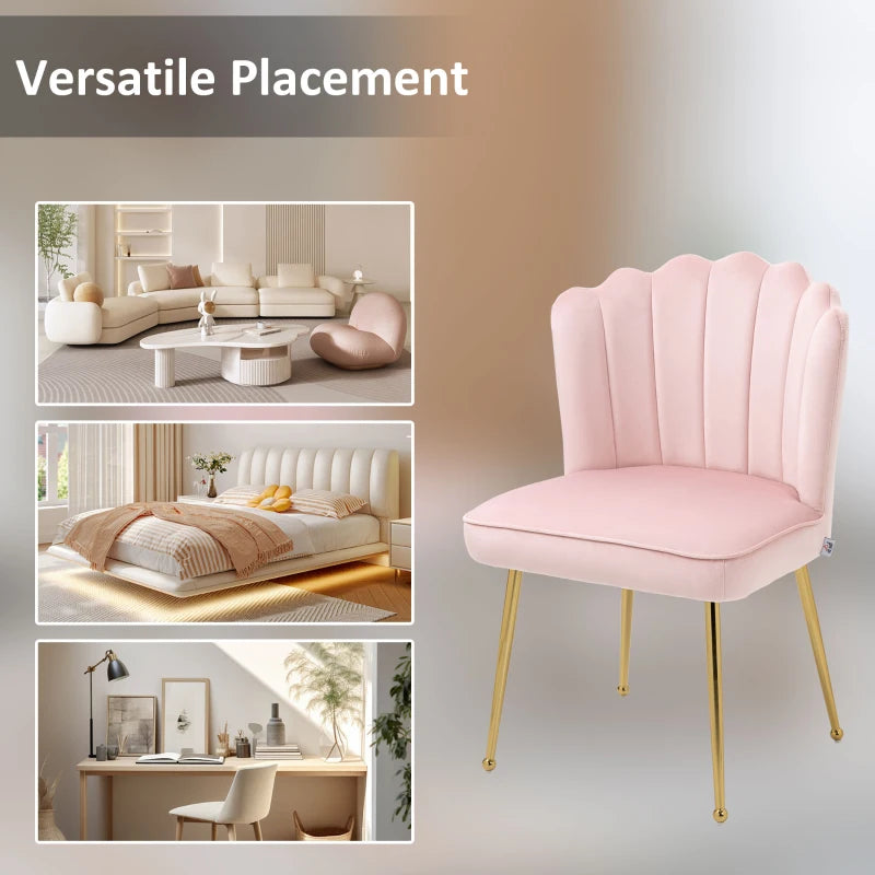 Velvet-Feel Shell Accent Chair in Pink for Stylish Home Decor