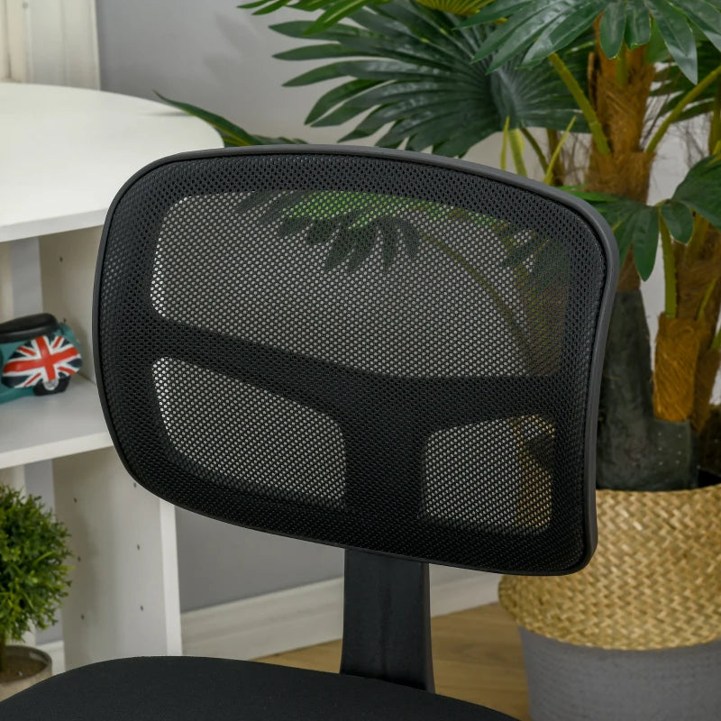 Ergonomic Small Office Chair without Arms Swivel Mesh Desk Chair with Curved Back and Wheels Height Adjustable for Home Vanity Computer Dressing Table Study Bedroom Holds Up to 120 kg