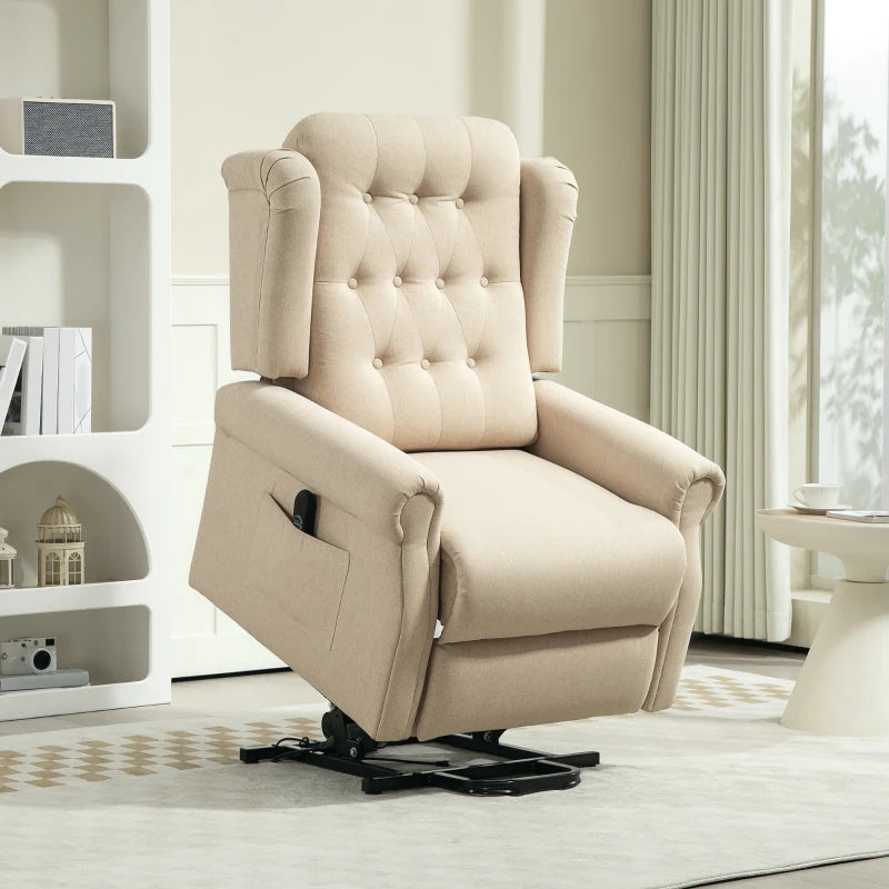 Beige 45° Lifting Riser Recliner Armchair for Comfort and Support