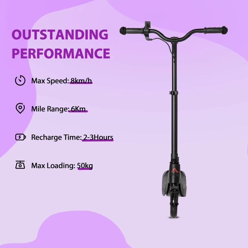 Electric Scooter for Kids, 120W Motor, Adjustable Height, Rear Brake, Safe E-Scooter for Ages 6+, Black