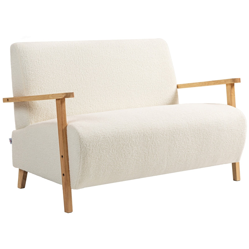 Cream White Small Sherpa Fabric 2 Seater Sofa Settee for Compact Living Spaces