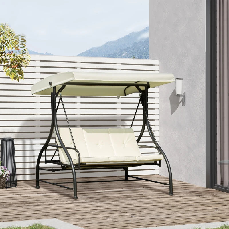 Swing Chair - Beige/Black, 196L x 117D x 178H cm