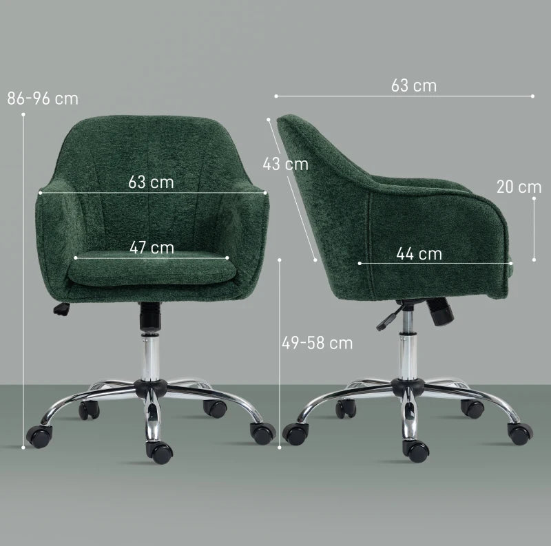 Luxurious Dark Green Velvet-Feel Office Chair for Comfort and Style - Ergonomic Design for Home and Office Use