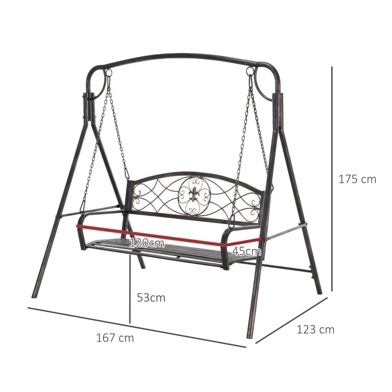 Patterned Black Metal Swing Chair