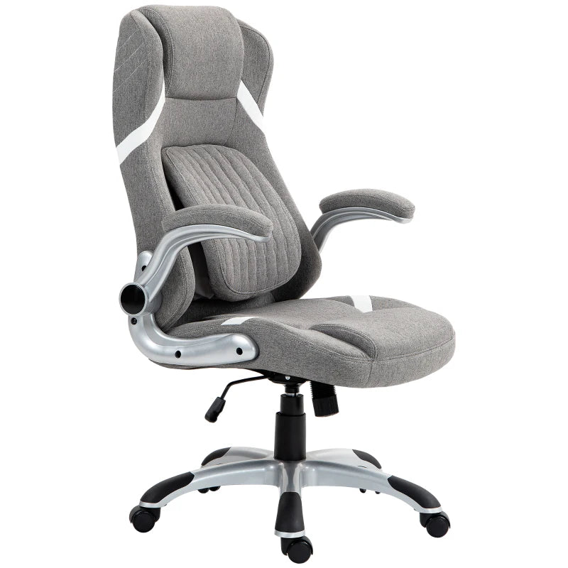 Vinsetto Adjustable Height Linen-Look Office Chair - Stylish Grey Ergonomic Design for Home & Office Comfort