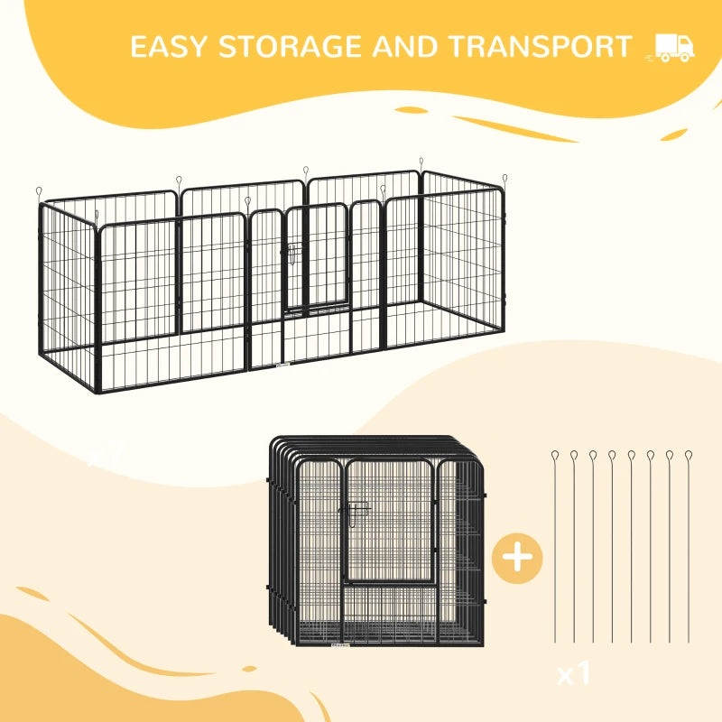 8 Panels Heavy Duty Puppy Playpen for Small & Medium Dogs - Indoor/Outdoor Use, Black, Durable Pet Enclosure