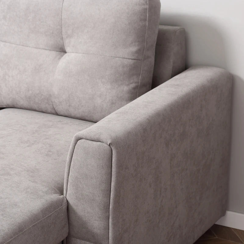 Light Grey Linen-Look 'L' Shape Storage Sofa Bed for Stylish Living Spaces