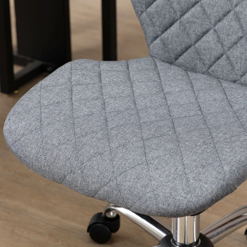 Vinsetto Armless Adjustable Office Chair - Swivel Computer Chair with Rolling Wheels & Linen Fabric Back Support - Grey