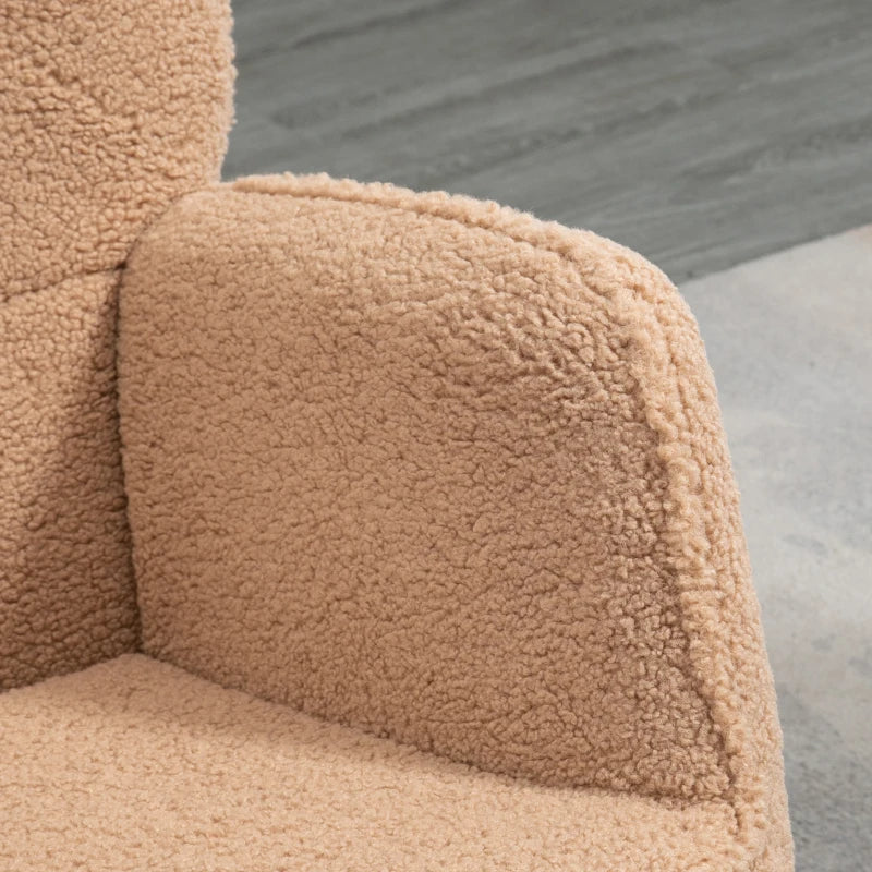 Soft Fleece Rocking Wingback Chair in Light Brown – Comfortable and Stylish Seating for Your Home