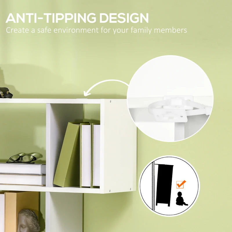 Modern 5-Tier Bookshelf - 13 Open Shelves Freestanding Bookcase for Home Office & Study - Stylish White Storage Solution