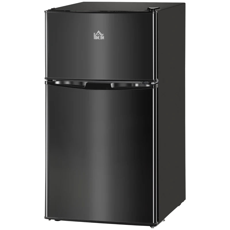 Compact 88L Under Counter Fridge Freezer - 5 Settings, 3 Star Rating, Stylish Black Mini Refrigerator for Small Spaces
