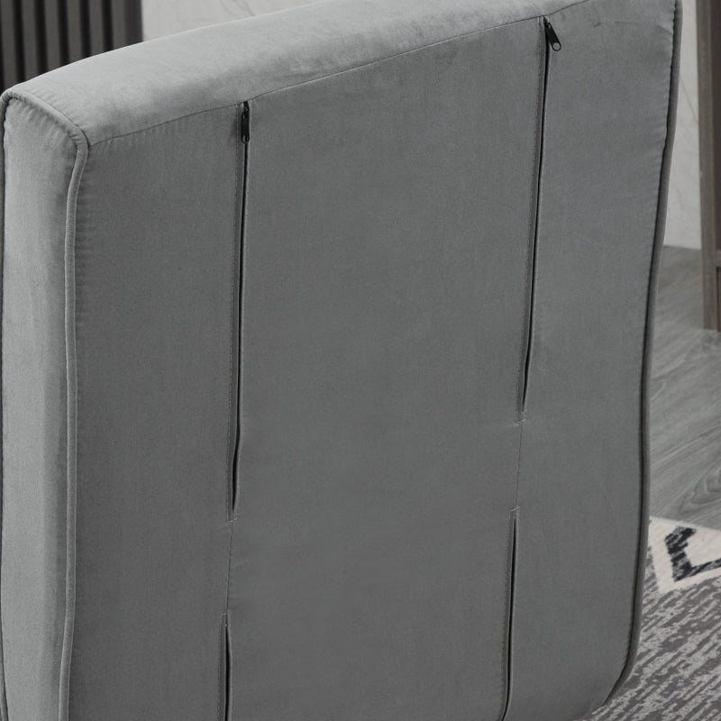 Grey Suedette Adjustable Back Futon Sofa Chair for Stylish Living Room Comfort