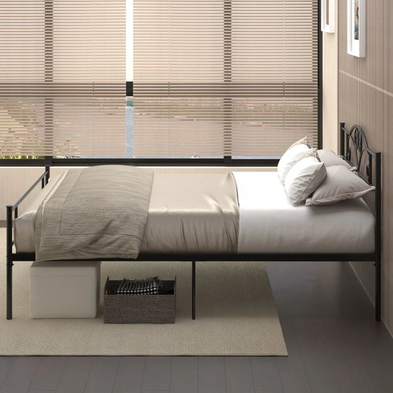 King Size Metal Bed Frame with Headboard & Footboard - 5ft4 Bed Base with 31cm Under-Bed Storage for Bedroom