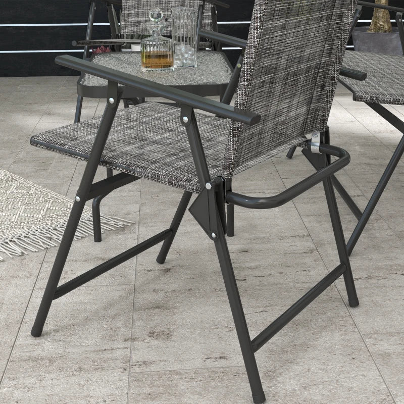Four-Piece Metal Garden Sofa Set in Mixed Grey for Outdoor Relaxation and Comfort