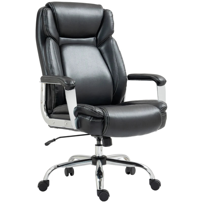 Ergonomic Heavy Duty Faux Leather Office Chair with Tilt Function Adjustable Height 500LBS Swivel Computer Chair for Home Study Black