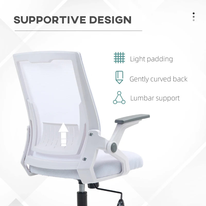 Vinsetto Ergonomic Office Chair with Lumbar Support - Stylish White Design for Comfort and Productivity