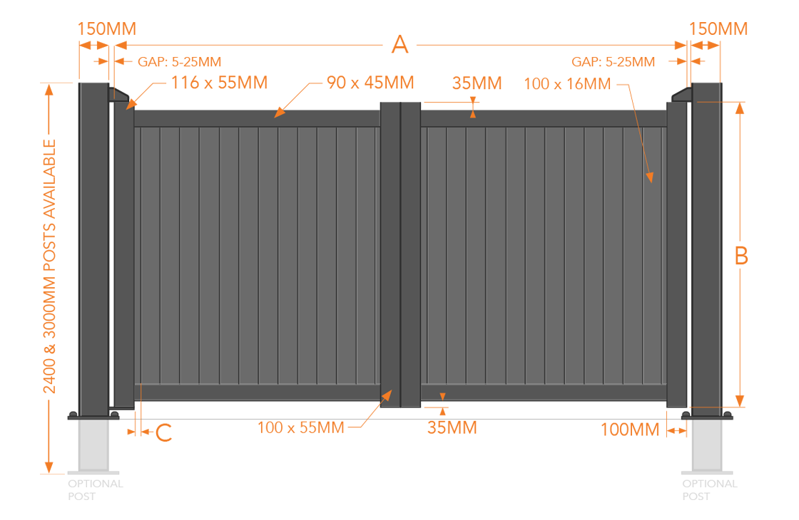 Readymade Double Swing Aluminium Driveway Gate