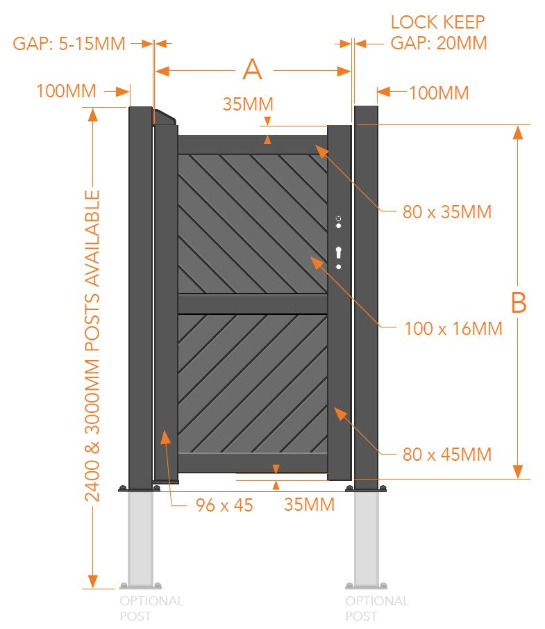 Readymade Aluminium Diagonal Infill Pedestrian Gate