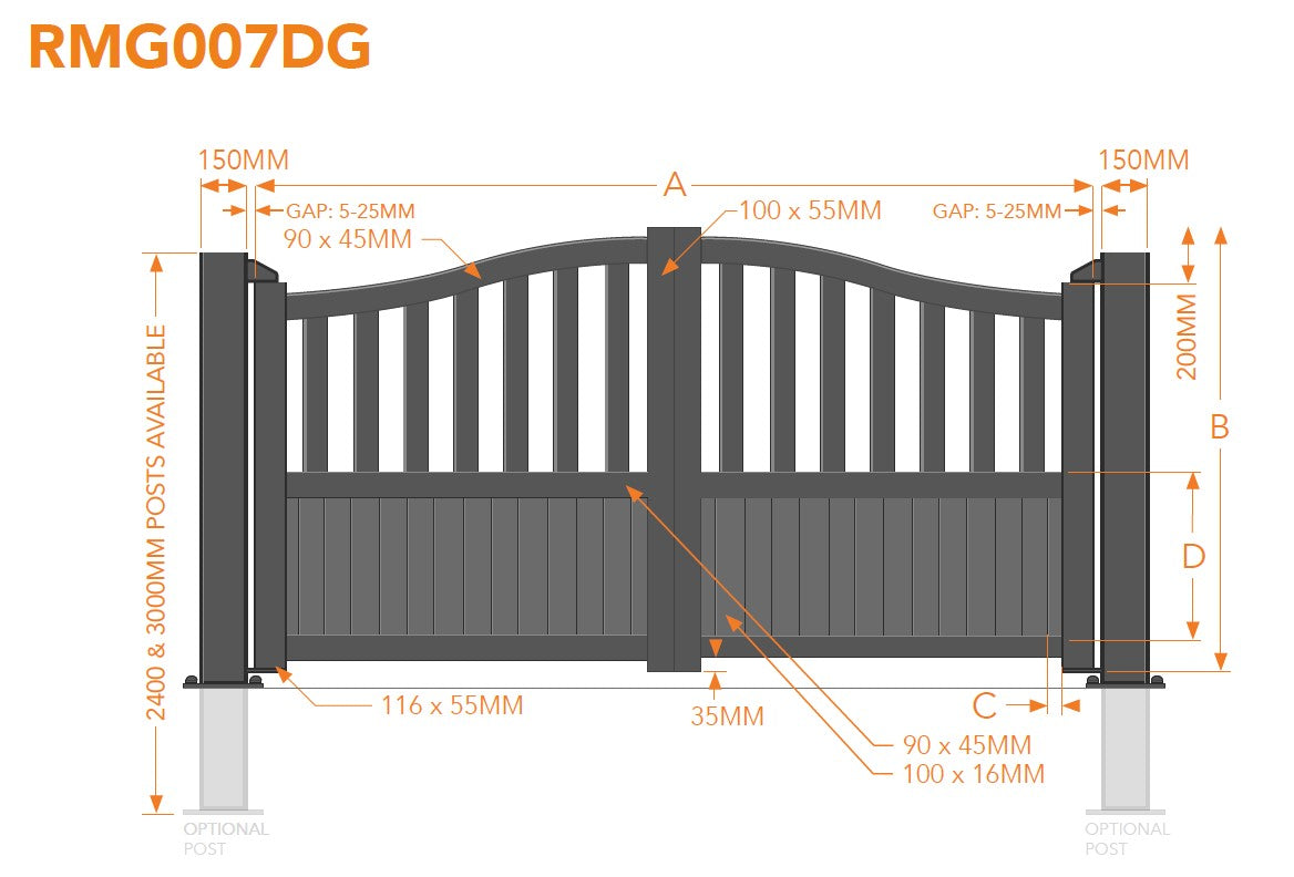 Curved Top Aluminium Driveway Gates With Mixed Infill