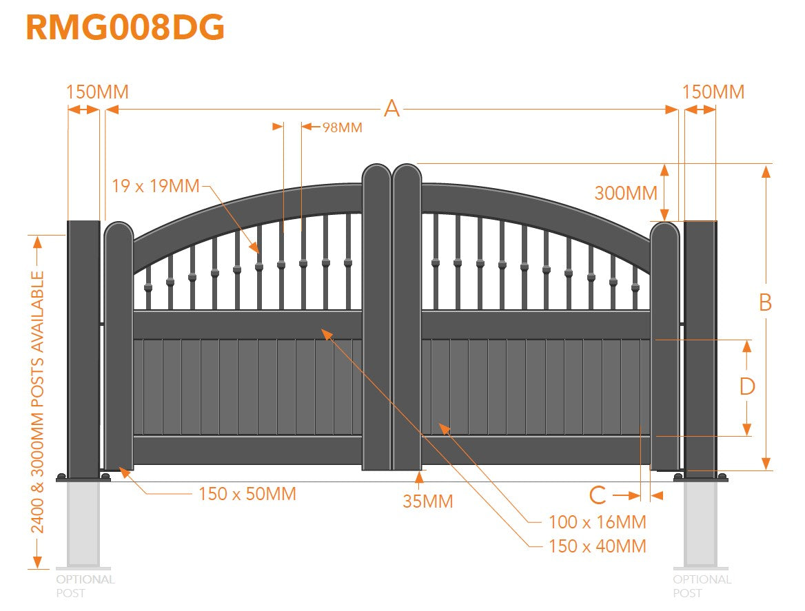 Curved Top Aluminium Driveway Gates With Mixed Infill