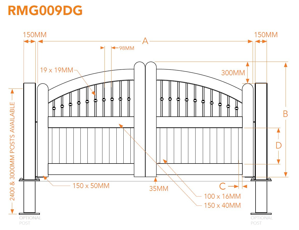 Wood Effect Aluminium Curved Double Swing Driveway Gate