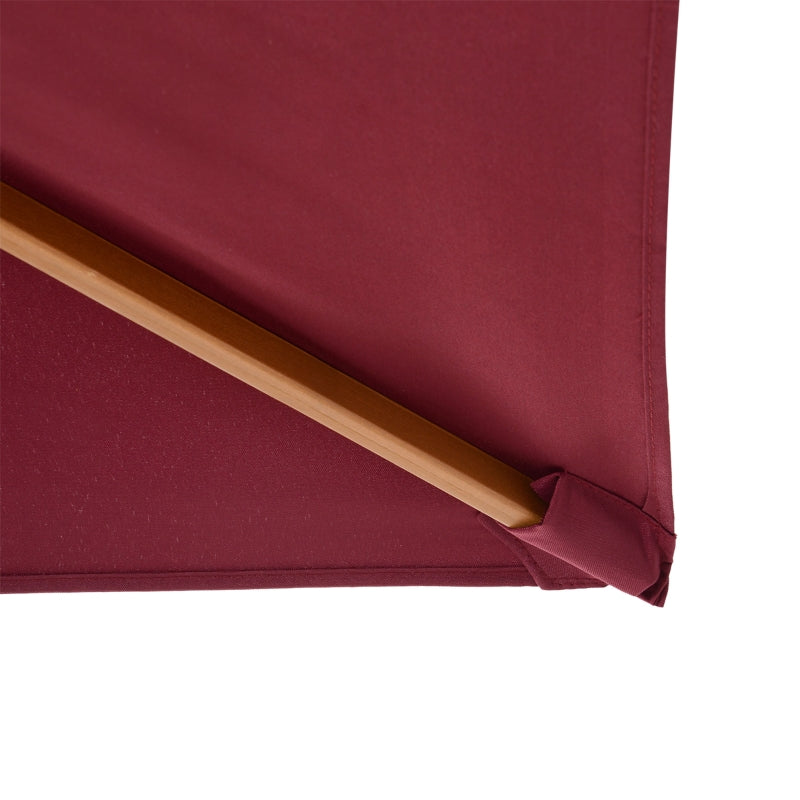 Wine Red 2x3m Wooden Garden Parasol Umbrella