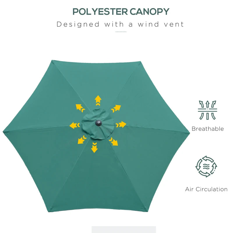 Green 2.6M Tilt Crank Garden Parasol Umbrella