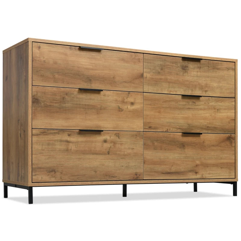 Dark Oak Sideboard Cabinet with Storage Drawers & Metal Handles - Wooden Chest for Living Room & Bedroom, 120x40x76 cm