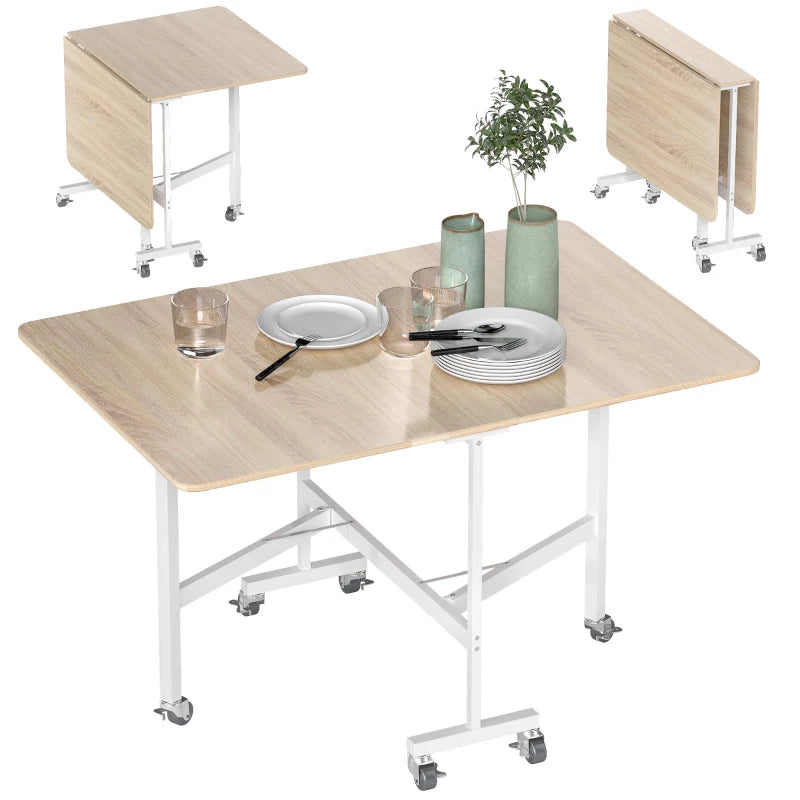 4-6 Person Oak Drop Leaf Dining Table - Space-Saving, Stylish Design for Modern Homes, Perfect for Family Meals