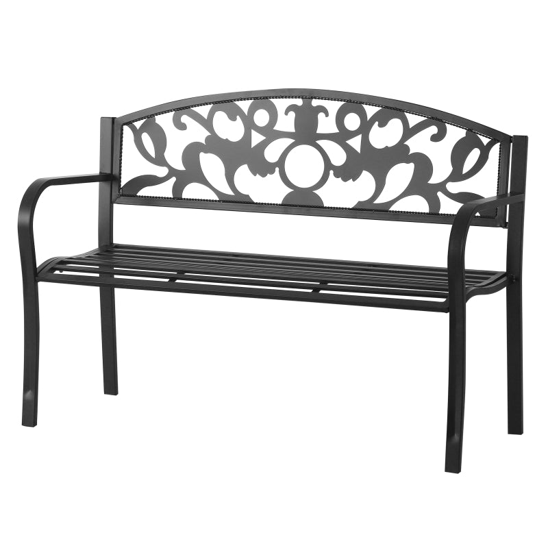 Black Metal Frame Bench, 128x50x91 cm, 12kg