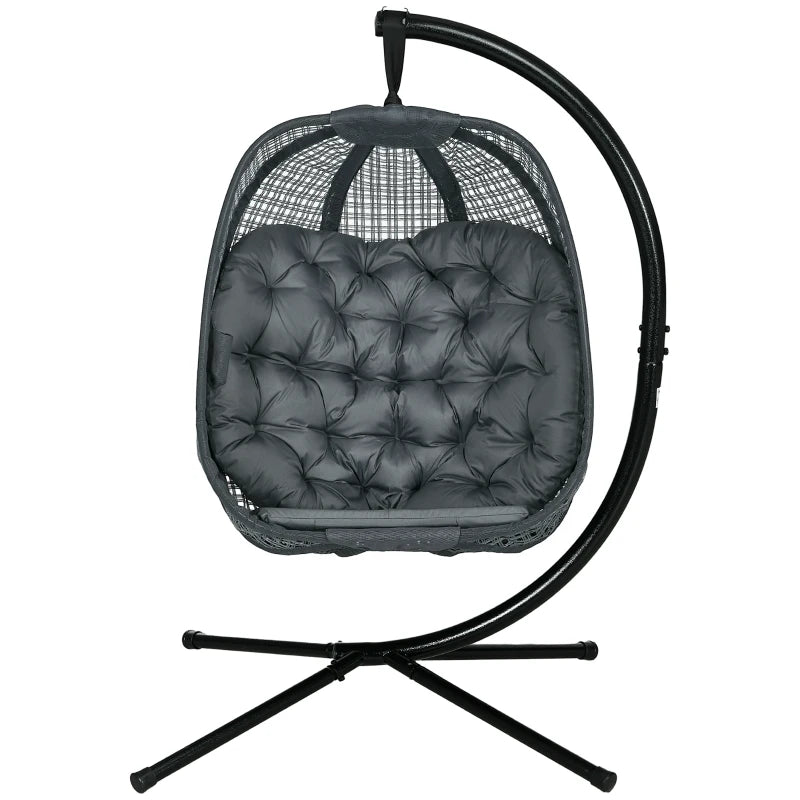 Dark Grey Padded Egg Swing Chair with Cup Holder