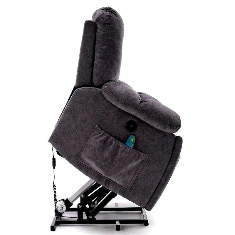 Ergonomic Power Massage Recliner Chair with Heat, Vibration, USB Ports and Safety Mechanism - Dark Grey