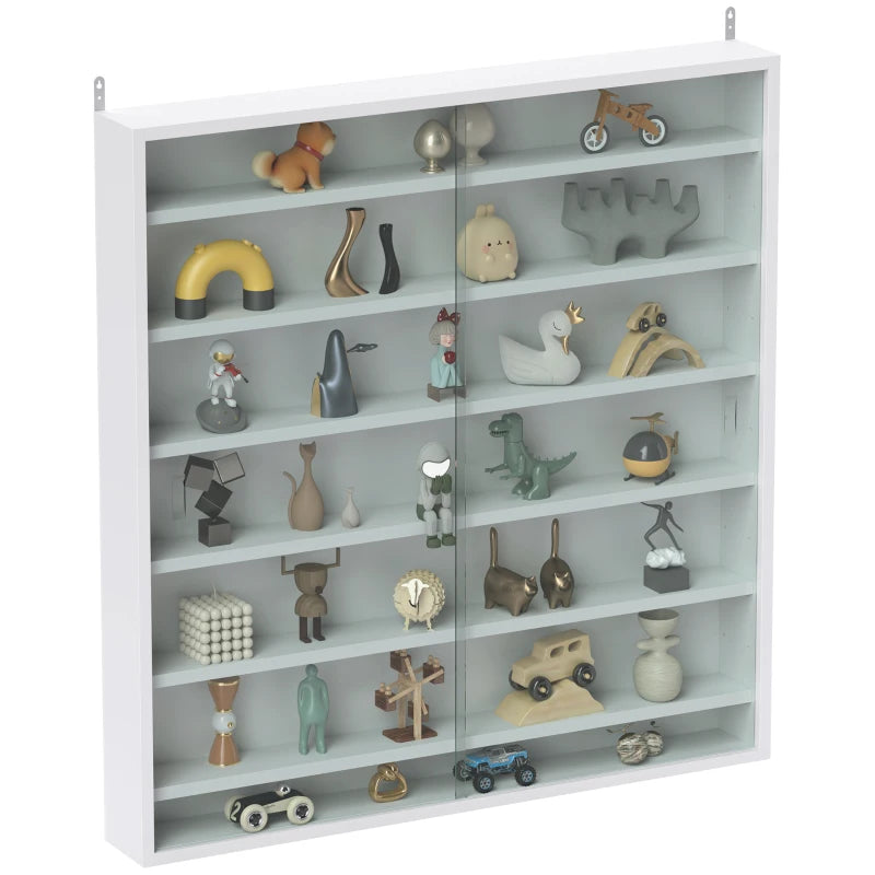 Elegant White Six Shelf Display Cabinet with Glass Doors - Perfect for Home Decor and Storage Solutions