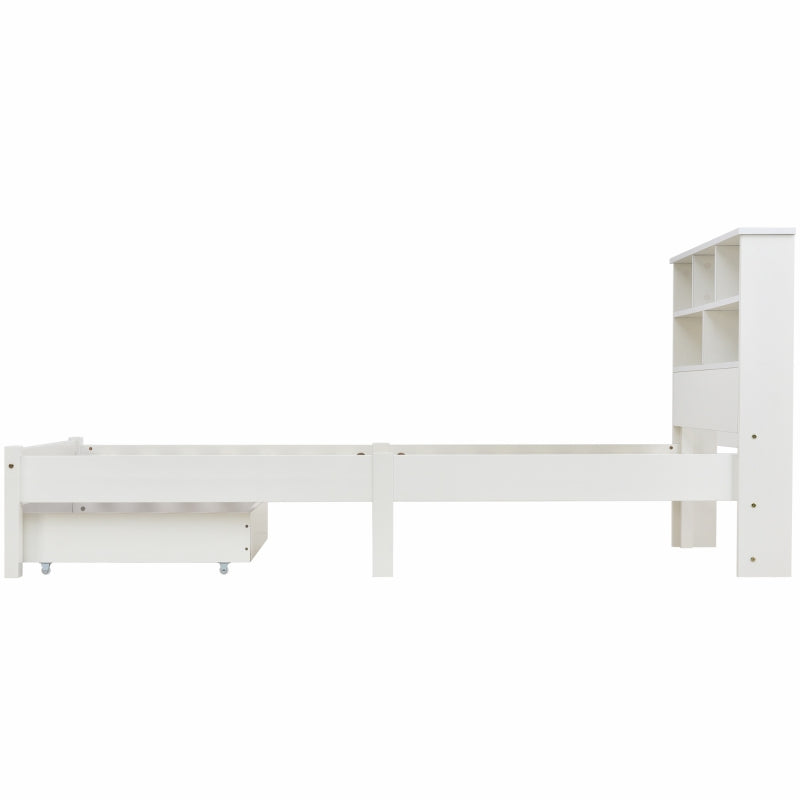 Modern 3ft Single Bed with Drawers - Stylish White Pinwood Design for Aesthetic & Practical Bedroom Storage