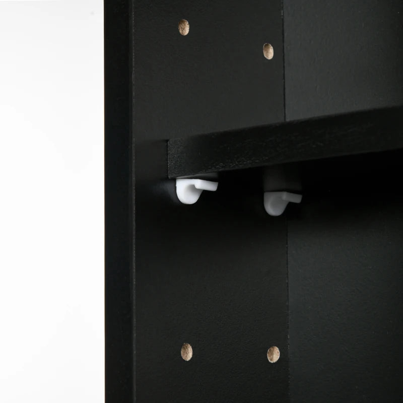 5-Tier Adjustable Wall Display Shelf Unit with Glass Doors - Black Cabinet for Home Office Ornaments, 60x80cm