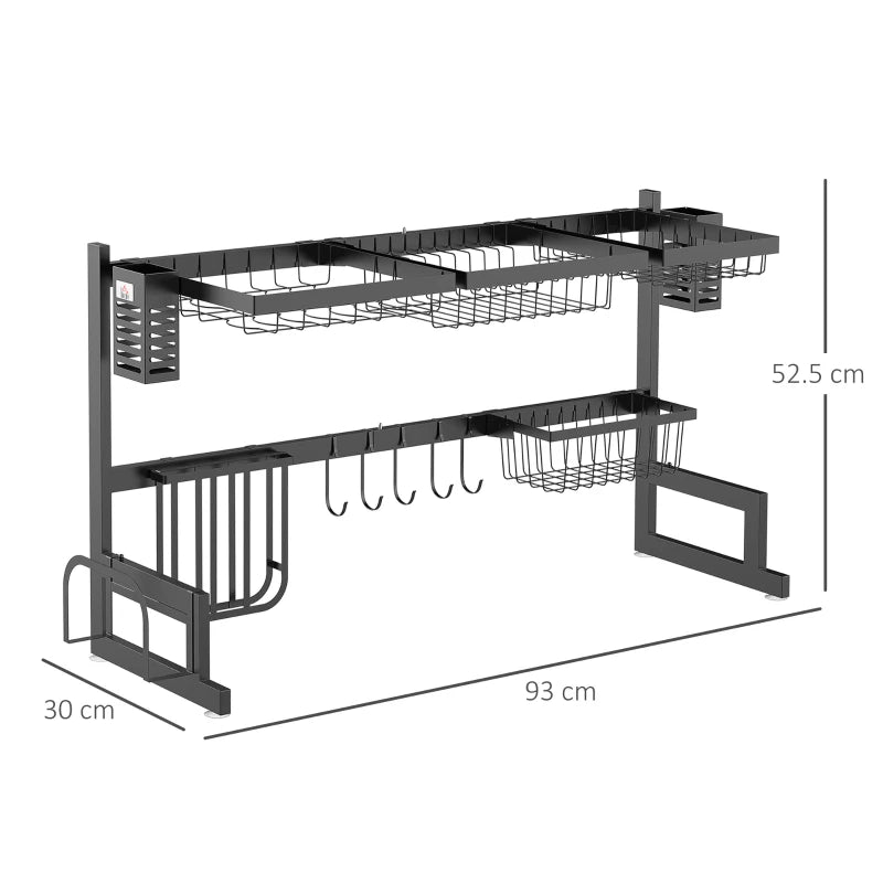 93cm Modular Over-Sink Drying Rack - Space-Saving Kitchen Organizer for Dishes, Pots, and Utensils - Adjustable Design