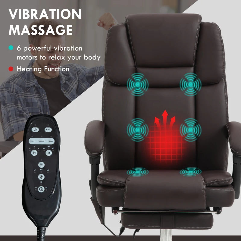 Vinsetto Dark Brown Six Point Vibrating Massage Office Chair - Ergonom Vinsetto Dark Brown Six Point Vibrating Massage Office Chair - Ergonom