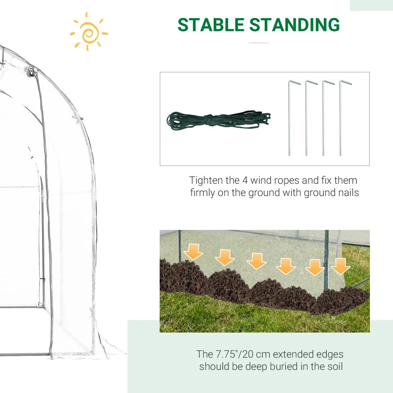 Green Walk-in Polytunnel Greenhouse, 2.5 x 2m