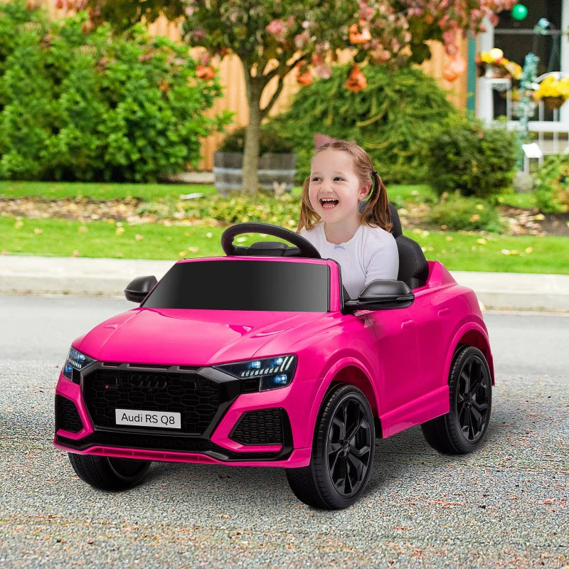 Audi RS Q8 6V Kids Electric Ride-On Car Toy with Remote, USB, MP3, Bluetooth - Pink Color