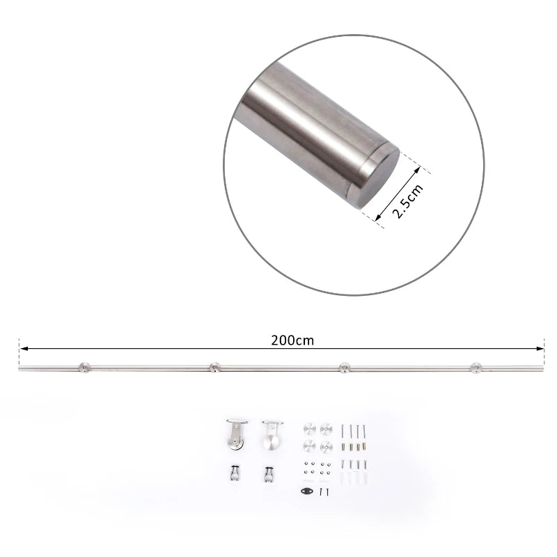 Sliding Door Hardware Kit for Easy Installation - For Single Door - 2m