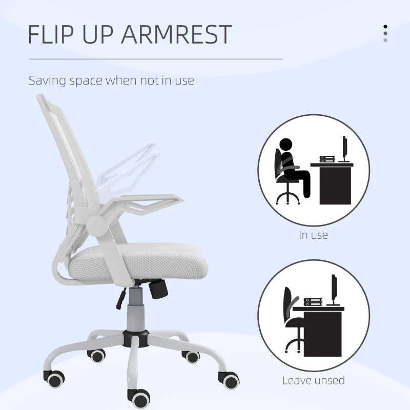 Vinsetto Ergonomic Mesh Office Chair with Flip-up Armrests and Lumbar Support for Home and Office