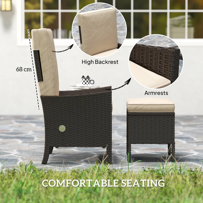 5 Piece Rattan Garden Furniture Set with Sofa Armchairs Footstools and Coffee Table