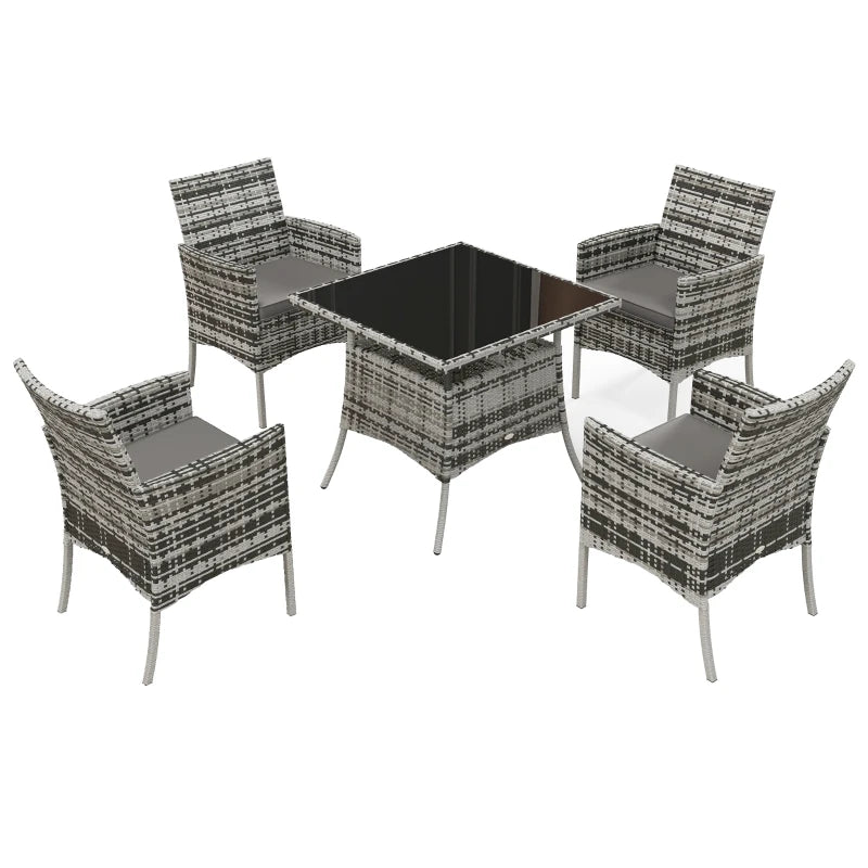 5-Piece Rattan Dining Set in Brown