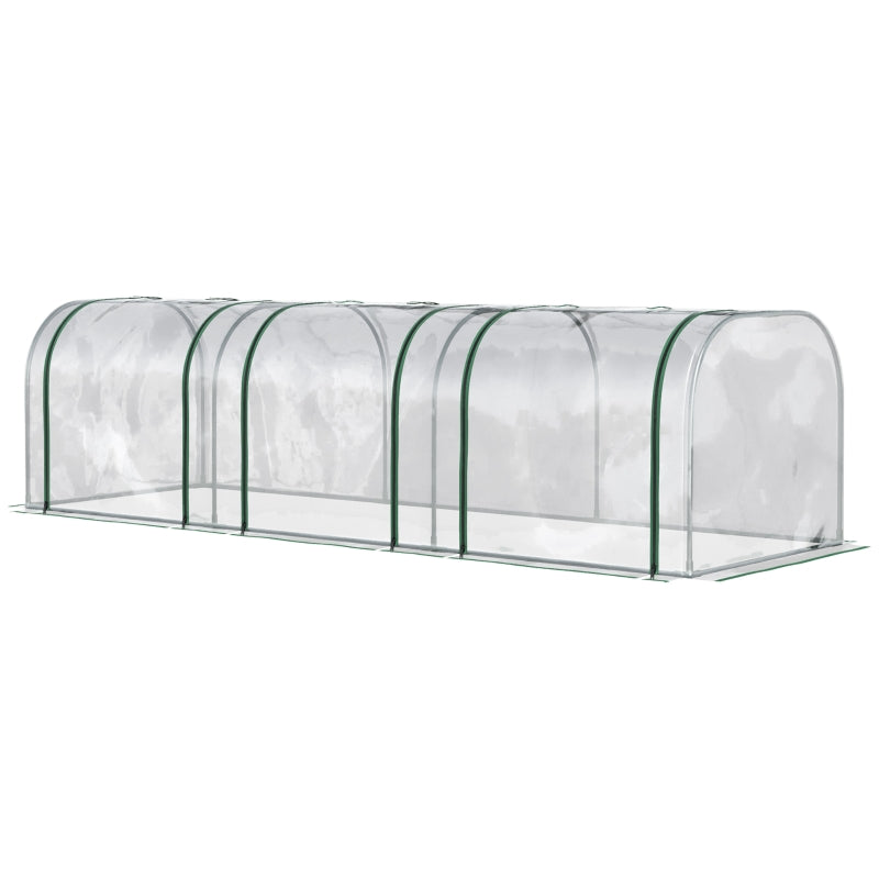 Green PVC Tunnel Greenhouse with Steel Frame and Zipper Doors 295x100x80 cm