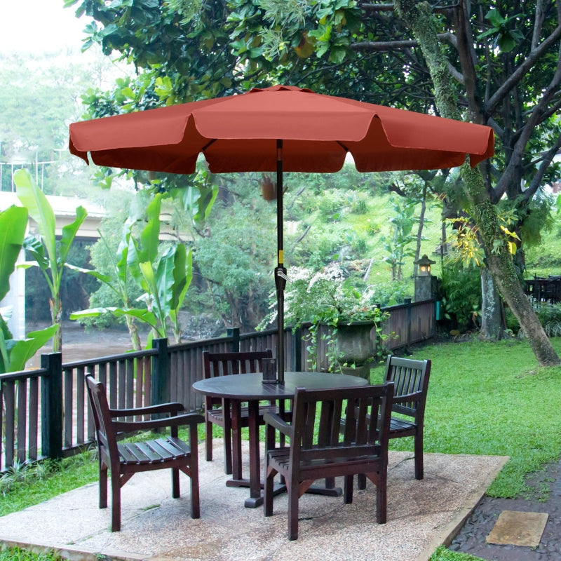 Wine Red 2.7m Patio Garden Umbrella with Tilt and Crank