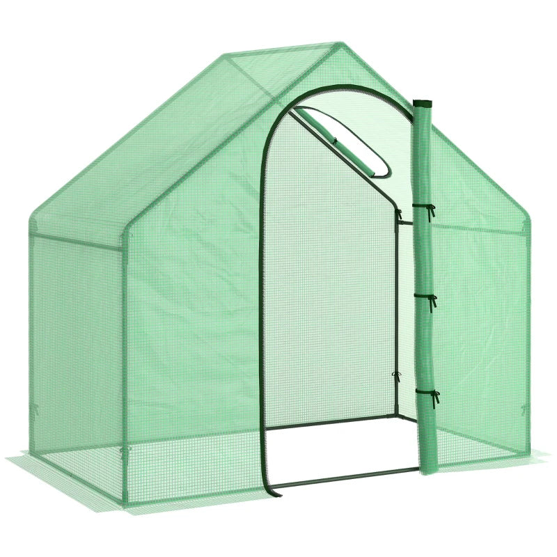 Green Steel Frame Mini Greenhouse with Zipped Door, 180x100x168CM